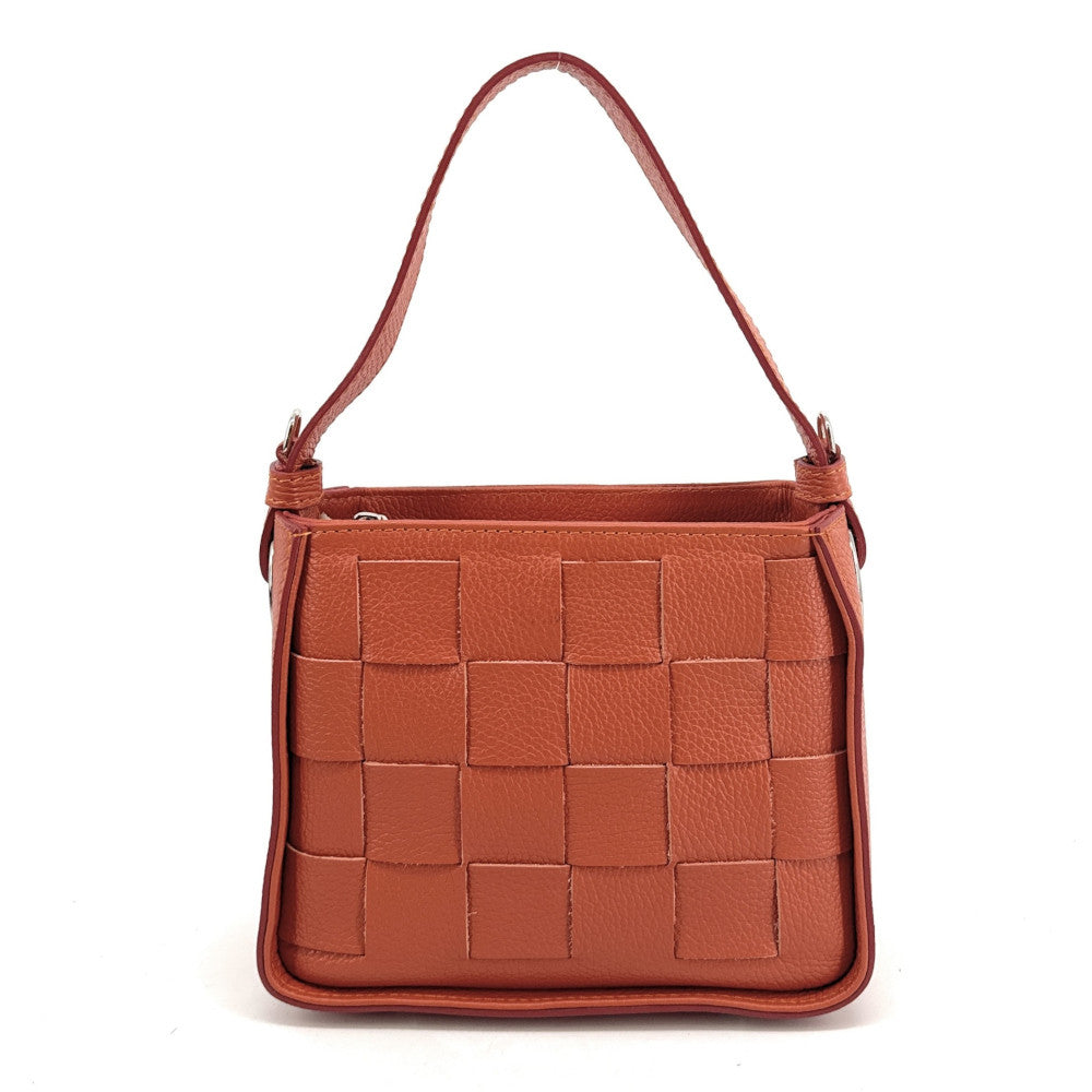 Sac en cuir grainé tressé CHESSY Mandarine