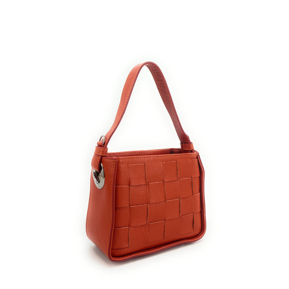 Sac en cuir grainé tressé CHESSY Mandarine