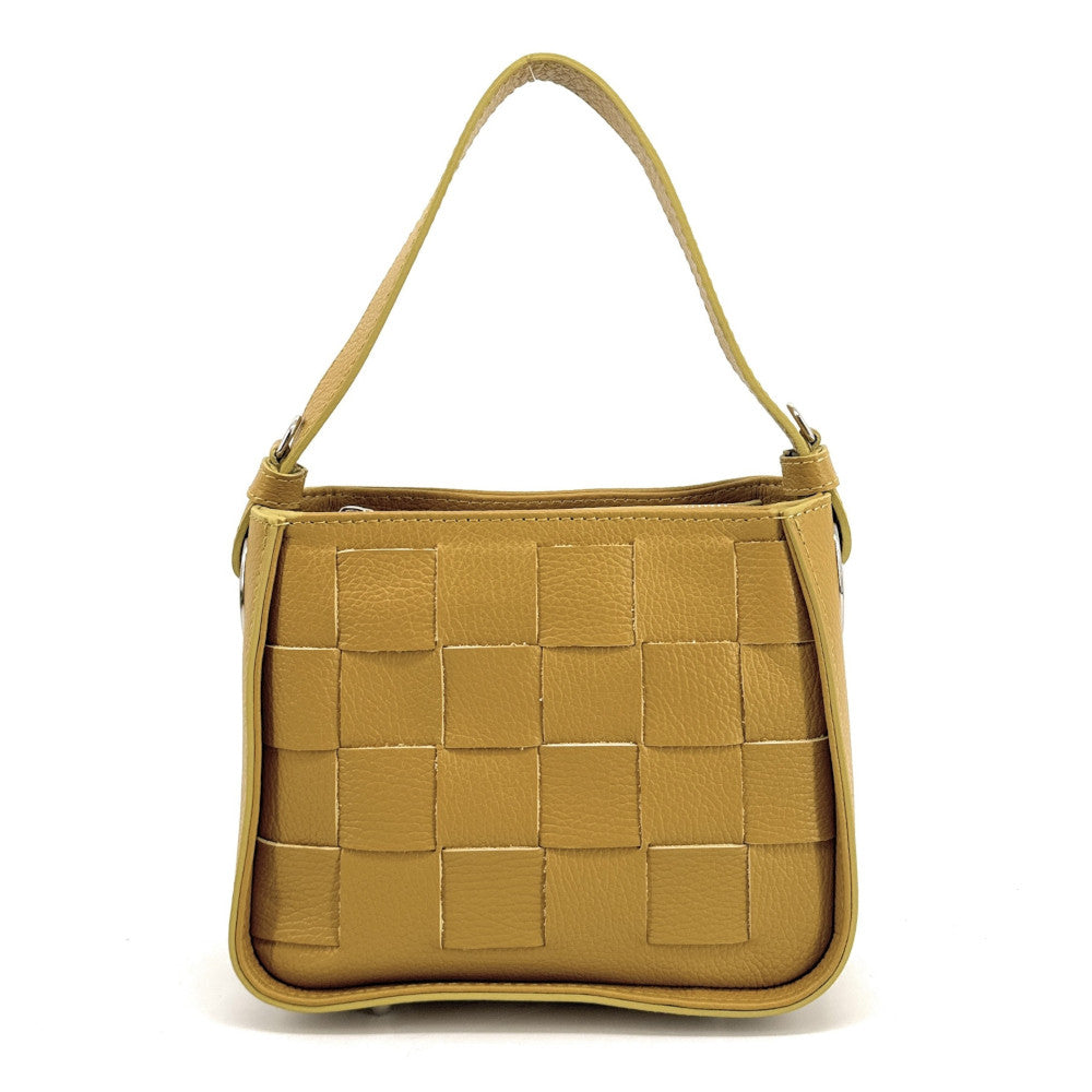 Sac en cuir grainé tressé CHESSY Jaune Moutarde