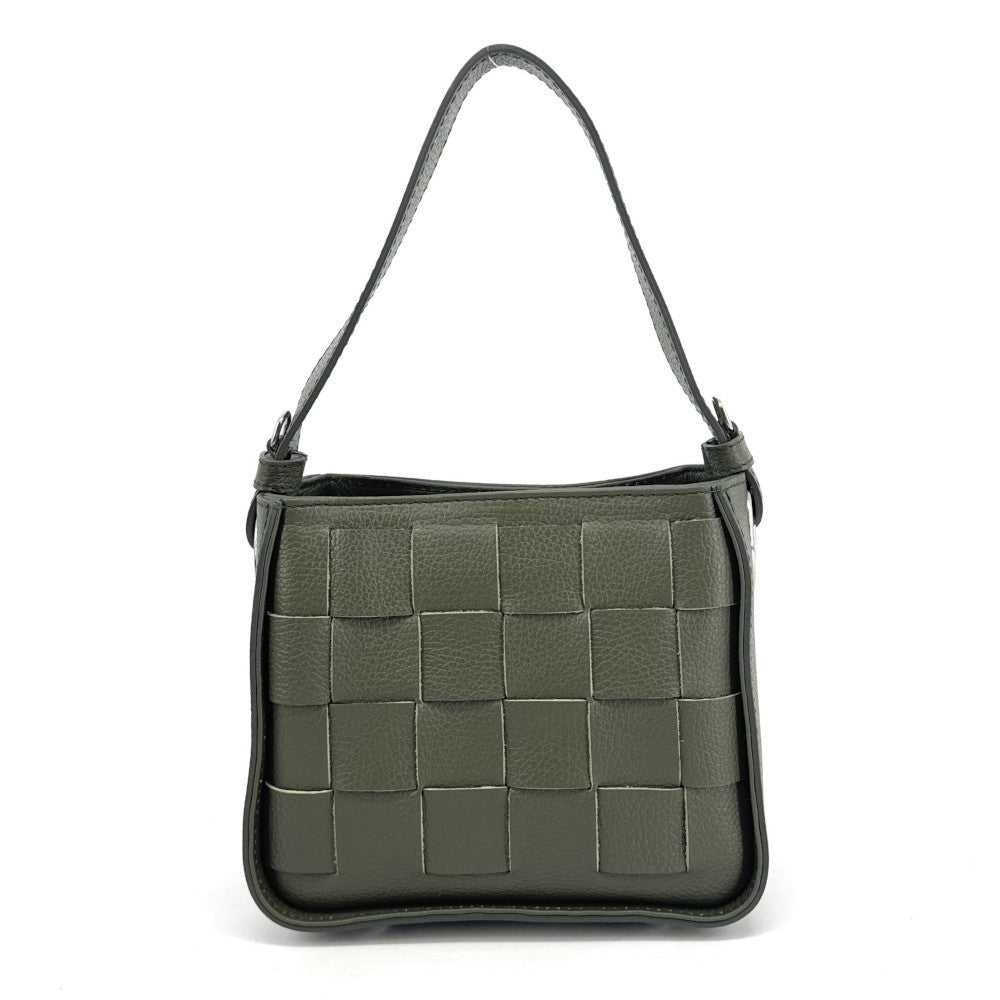 Sac en cuir grainé tressé CHESSY Kaki