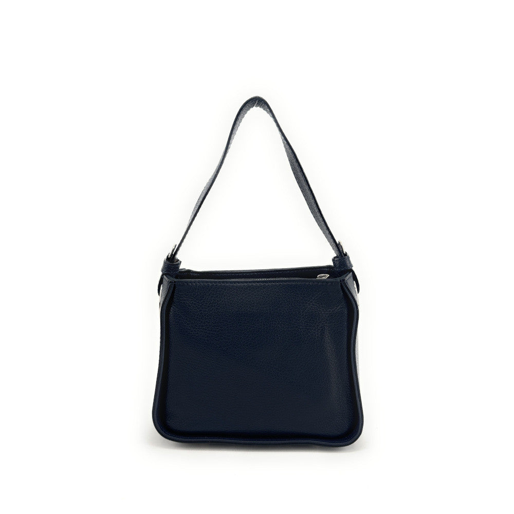 Sac en cuir grainé tressé CHESSY Bleu marine