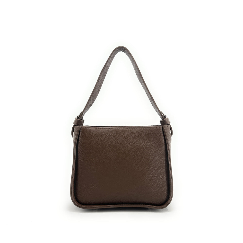 Sac en cuir grainé tressé CHESSY Taupe foncé