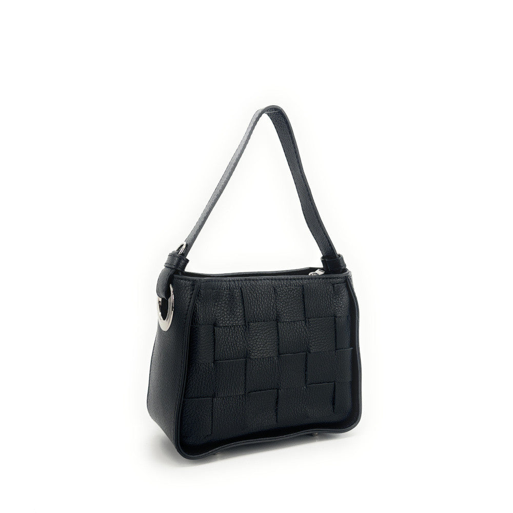 Sac en cuir grainé tressé CHESSY Noir