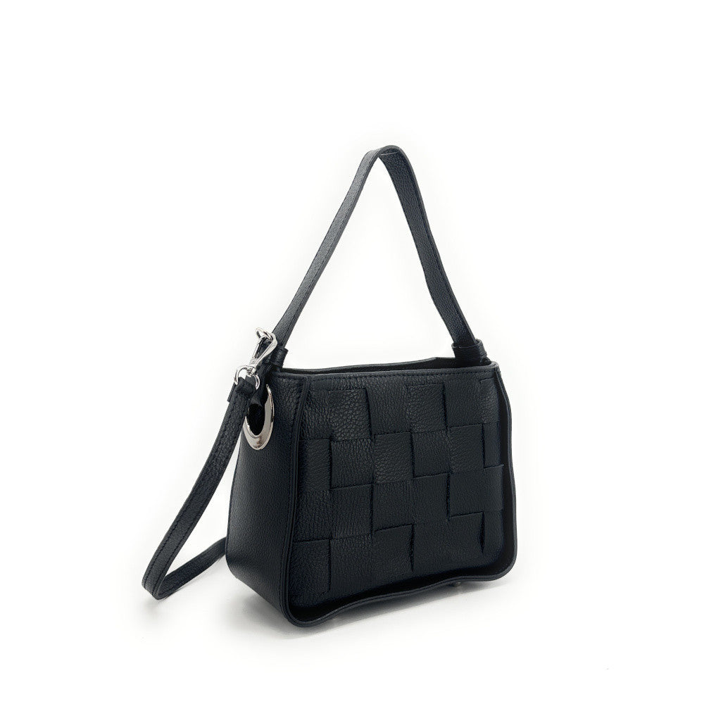 Sac en cuir grainé tressé CHESSY Noir