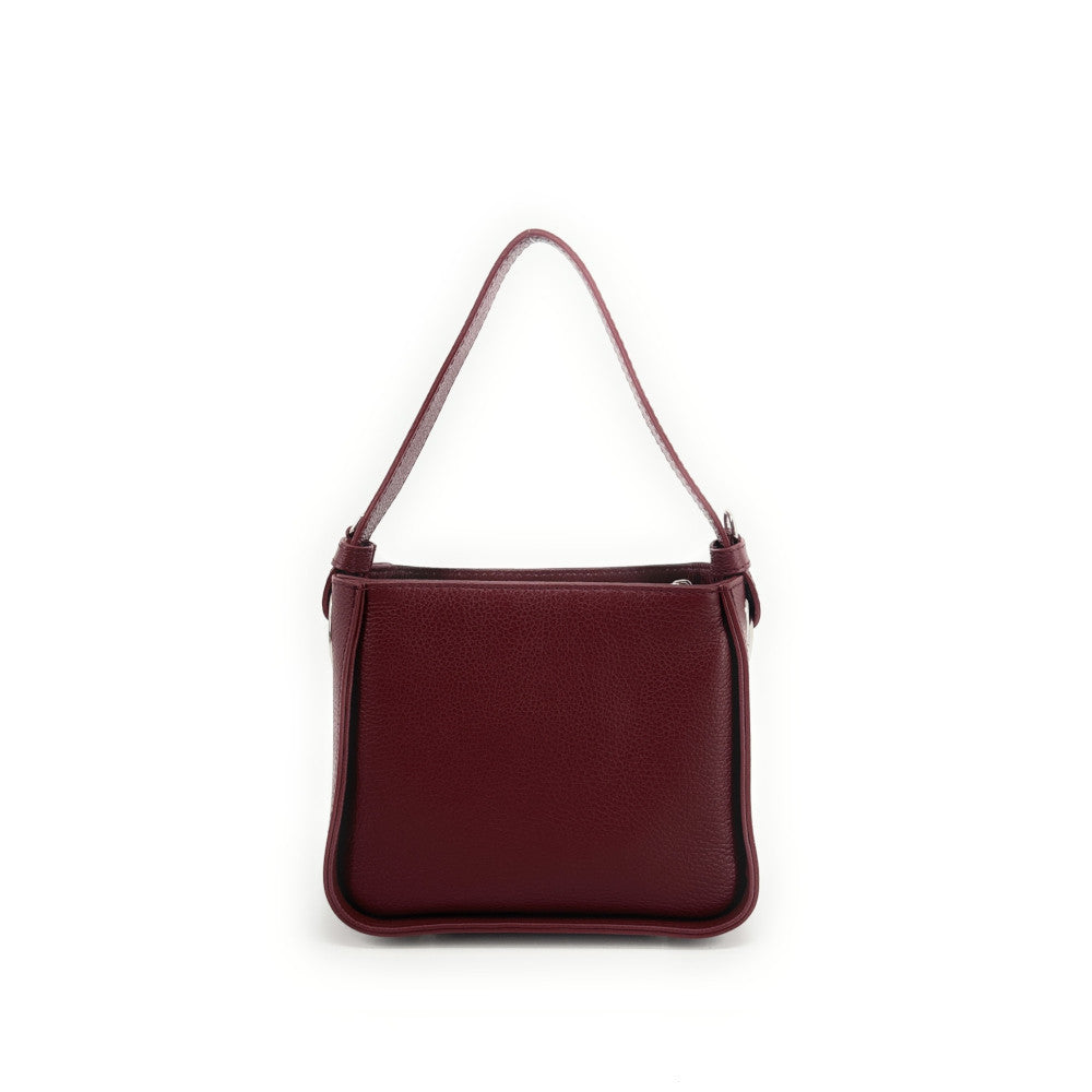 Sac en cuir grainé tressé CHESSY Rouge foncé