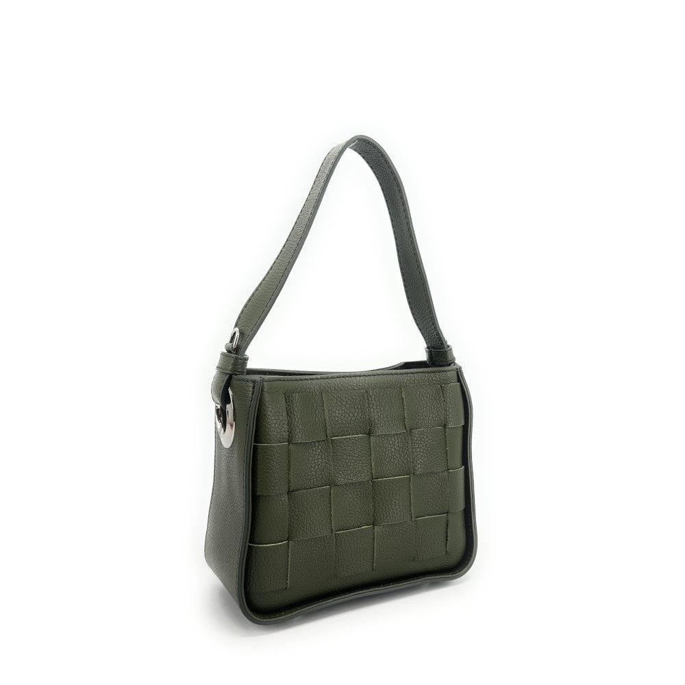 Sac en cuir grainé tressé CHESSY Kaki
