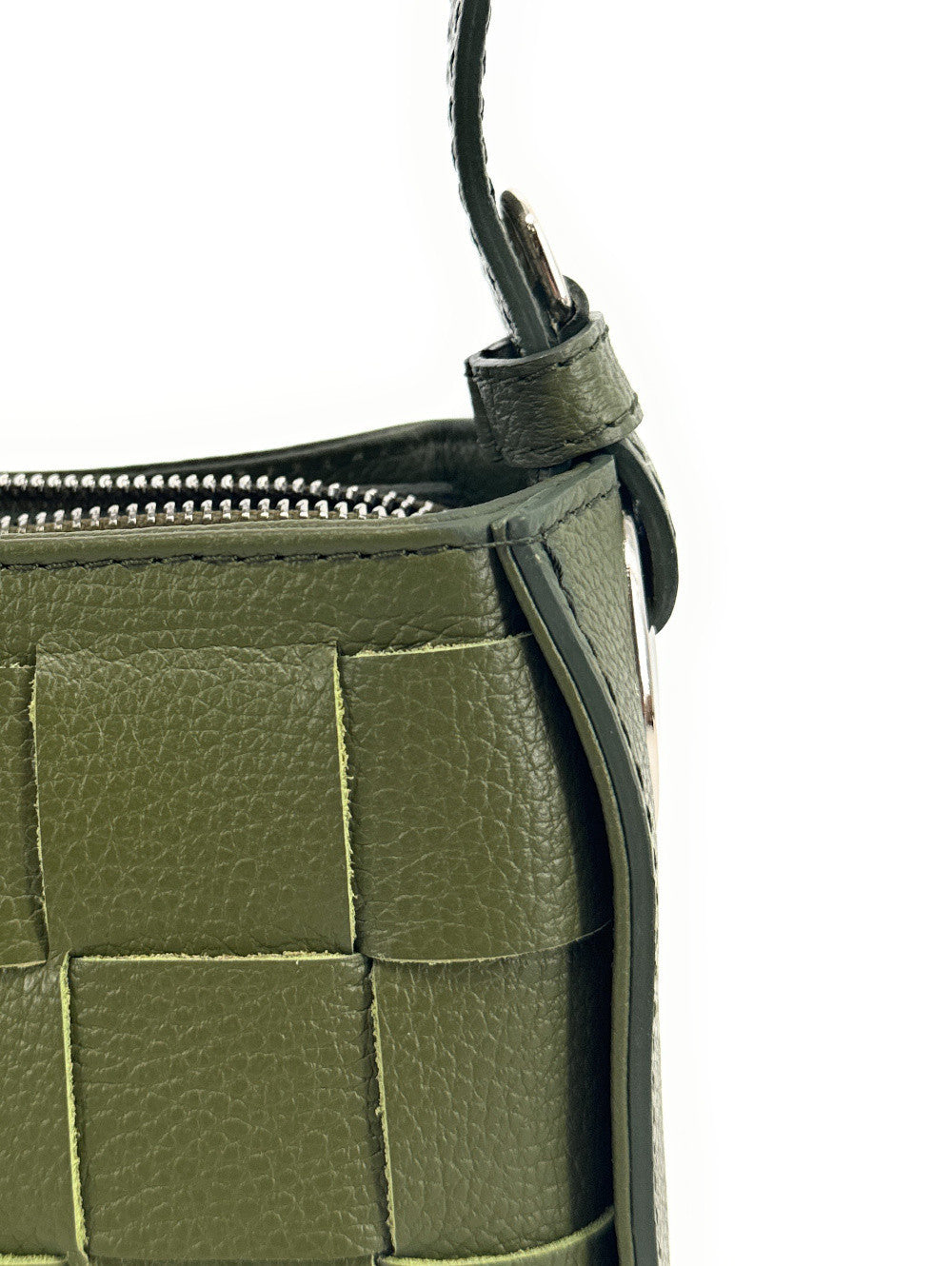 Sac en cuir grainé tressé CHESSY Kaki
