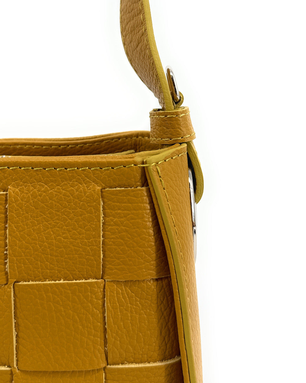 Sac en cuir grainé tressé CHESSY Jaune Moutarde