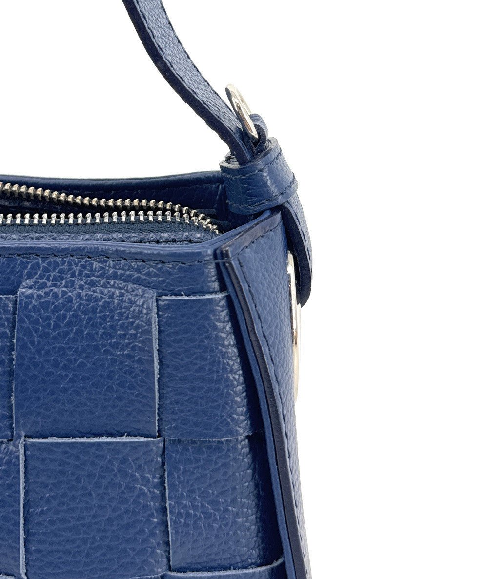 Sac en cuir grainé tressé CHESSY Bleu profond