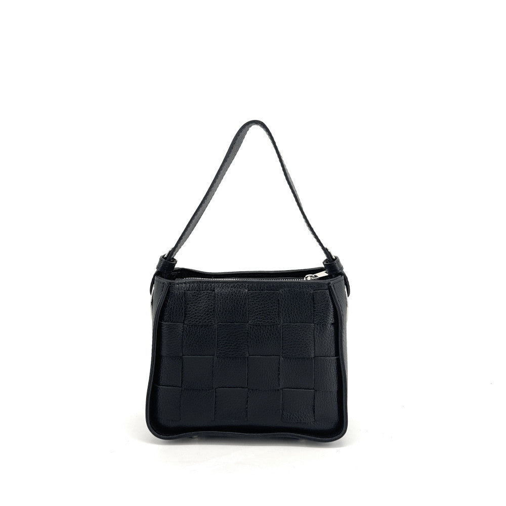 Sac en cuir grainé tressé CHESSY Noir