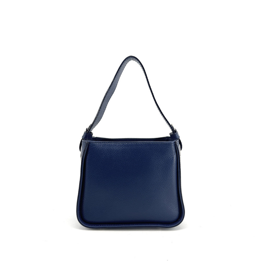 Sac en cuir grainé tressé CHESSY Bleu profond