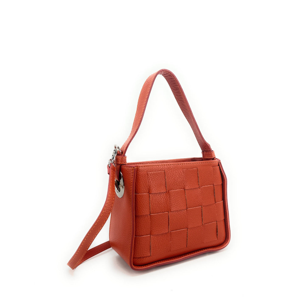 Sac en cuir grainé tressé CHESSY Mandarine