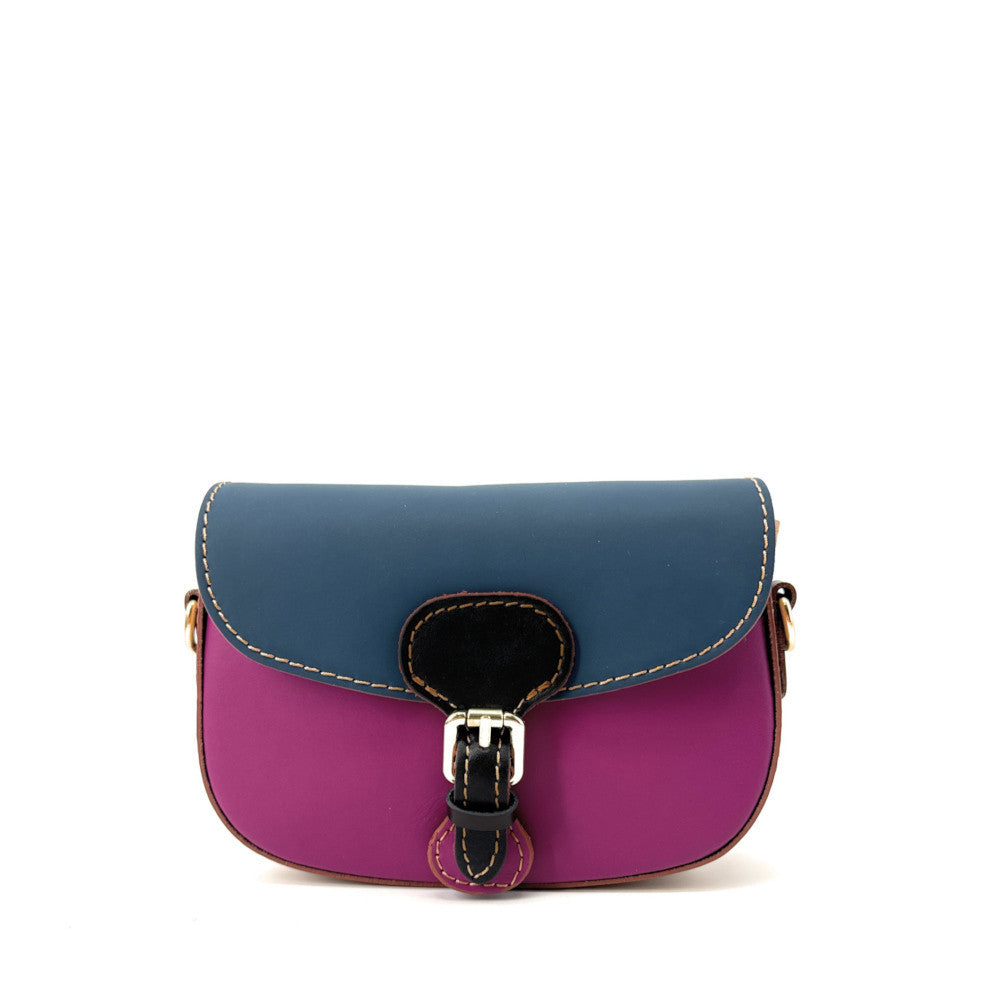 Mini-sac en cuir lisse MINI MADDY Bleu, Rose et Rouge foncé UNIQUE