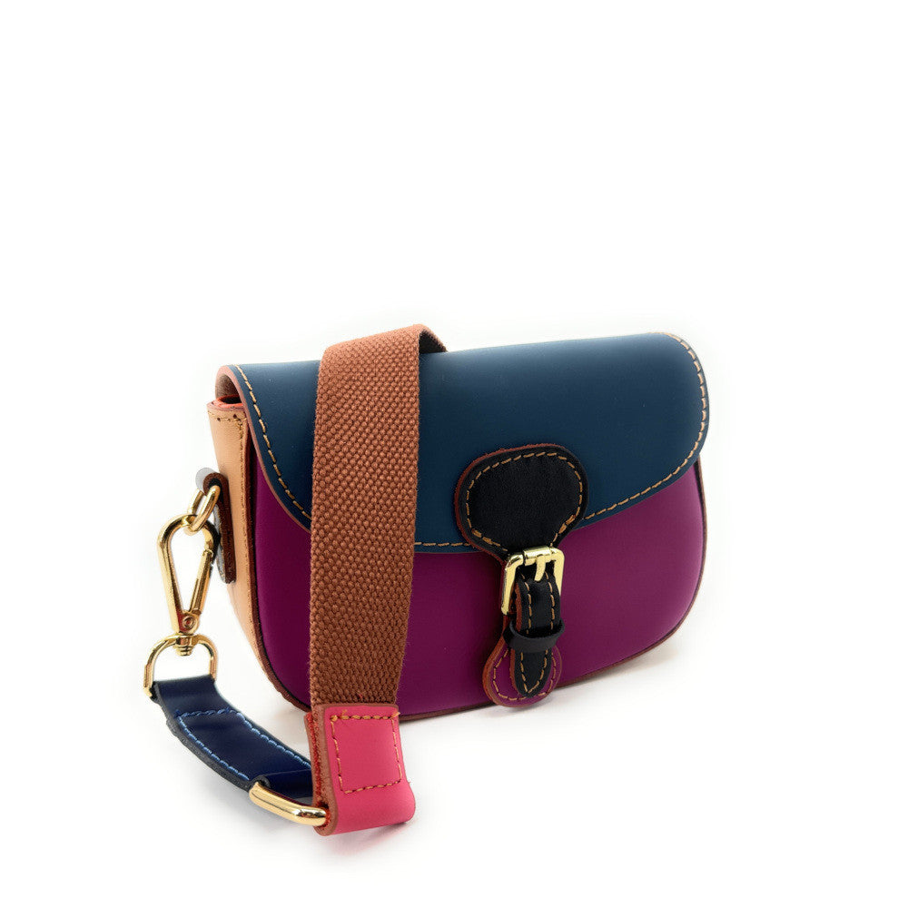 Mini-sac en cuir lisse MINI MADDY Bleu, Rose et Rouge foncé UNIQUE