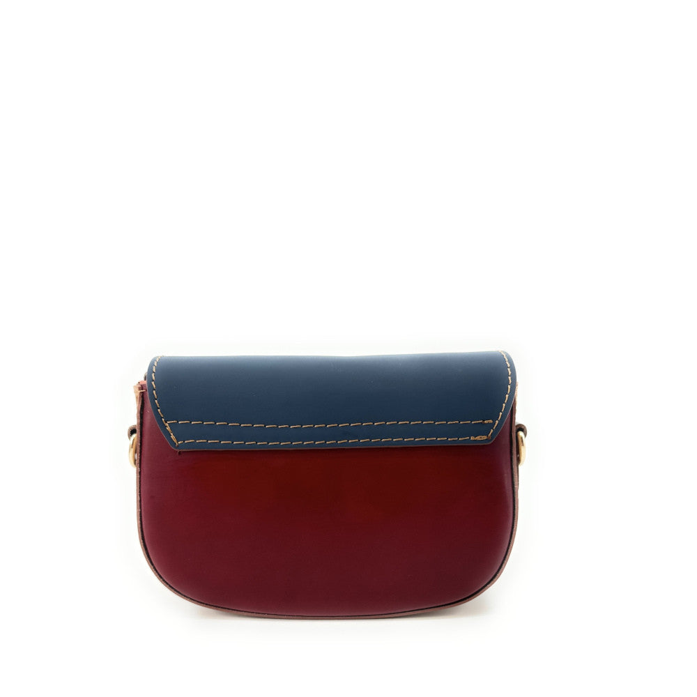 Mini-sac en cuir lisse MINI MADDY Bleu, Rose et Rouge foncé UNIQUE