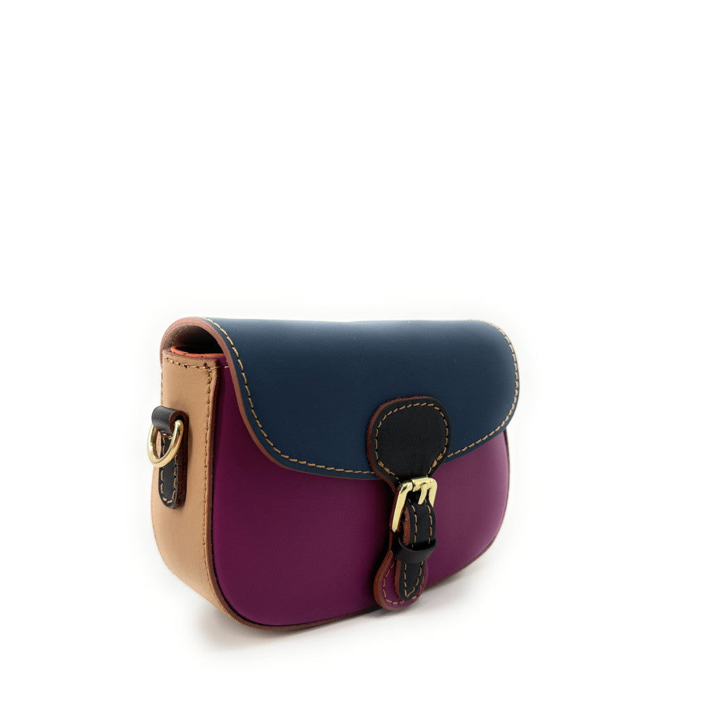 Mini-sac en cuir lisse MINI MADDY Bleu, Rose et Rouge foncé UNIQUE