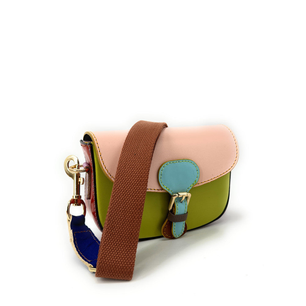 Mini-sac en cuir lisse MINI MADDY Rose pâle, Vert anis et Rouge foncé UNIQUE