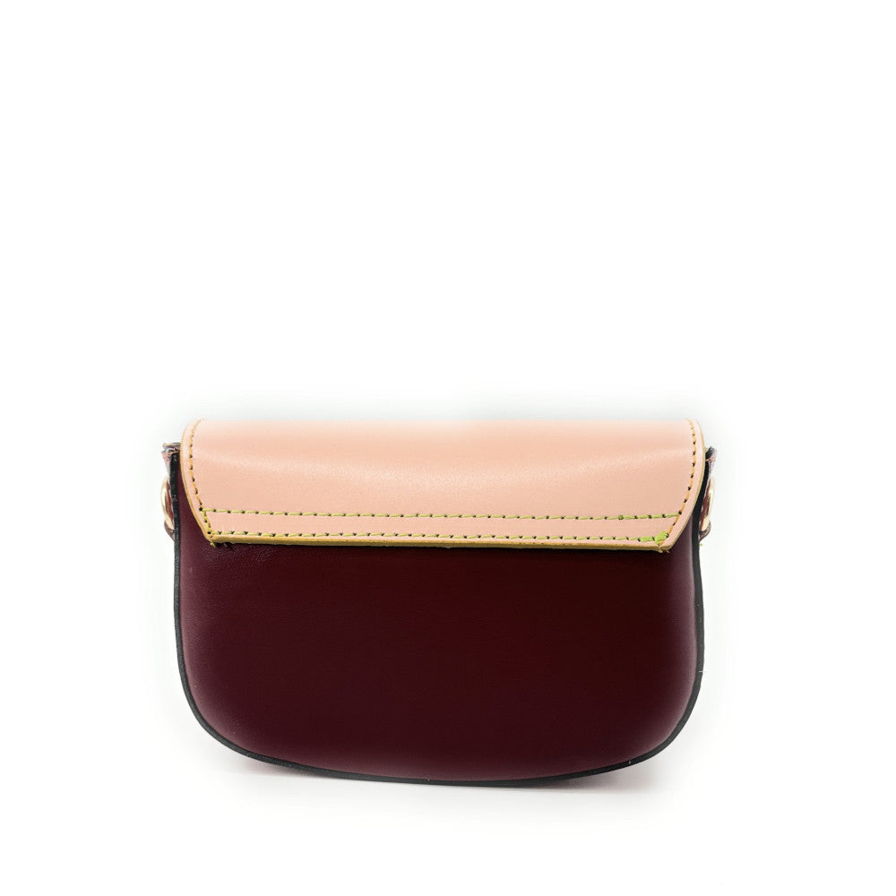 Mini-sac en cuir lisse MINI MADDY Rose pâle, Vert anis et Rouge foncé UNIQUE