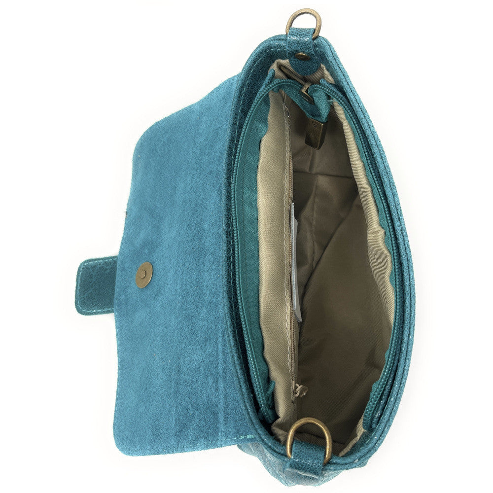 Mini sac en cuir lisse VERONE Bleu turquoise