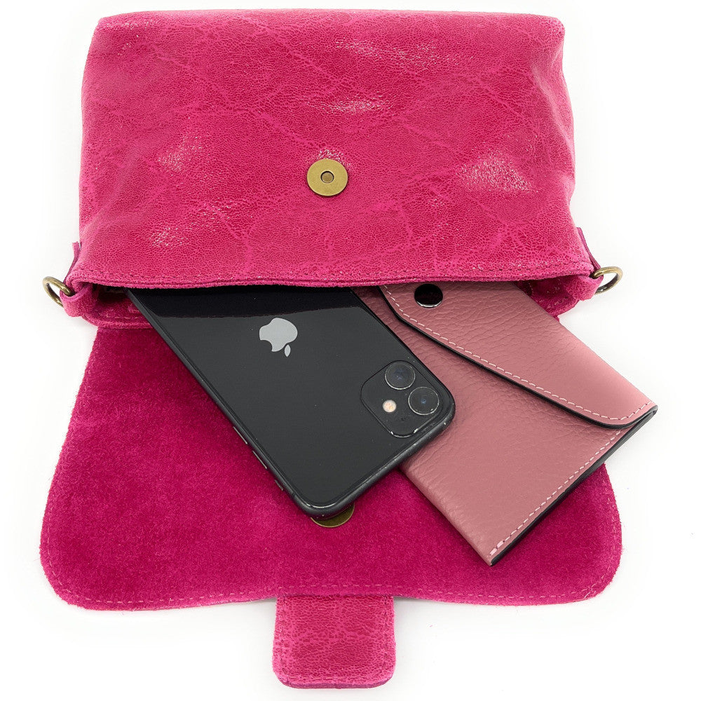 Mini sac en cuir lisse VERONE Rose néon