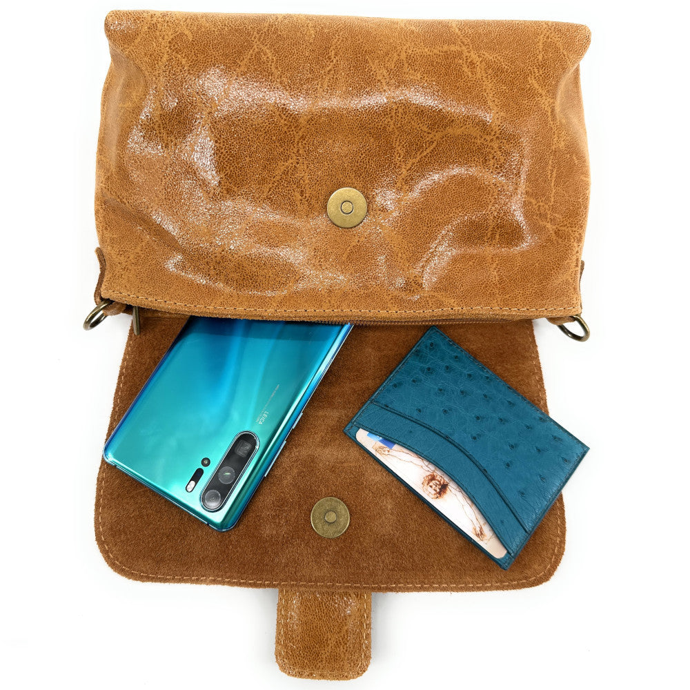 Mini sac en cuir lisse VERONE Camel