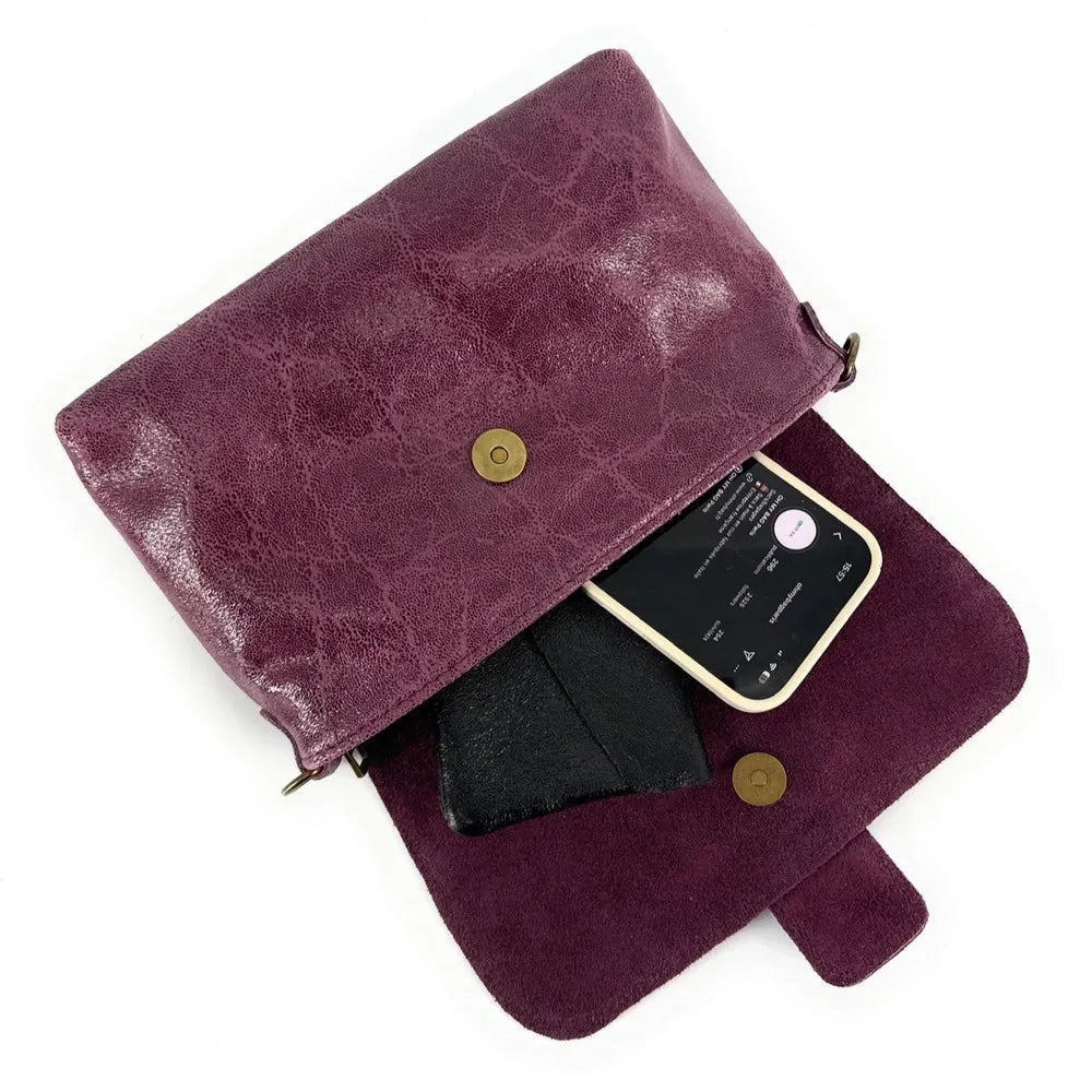 Mini sac en cuir lisse VERONE Prune