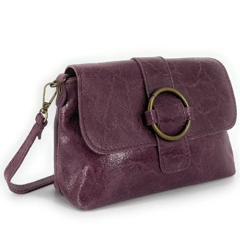 Mini sac en cuir lisse VERONE Prune