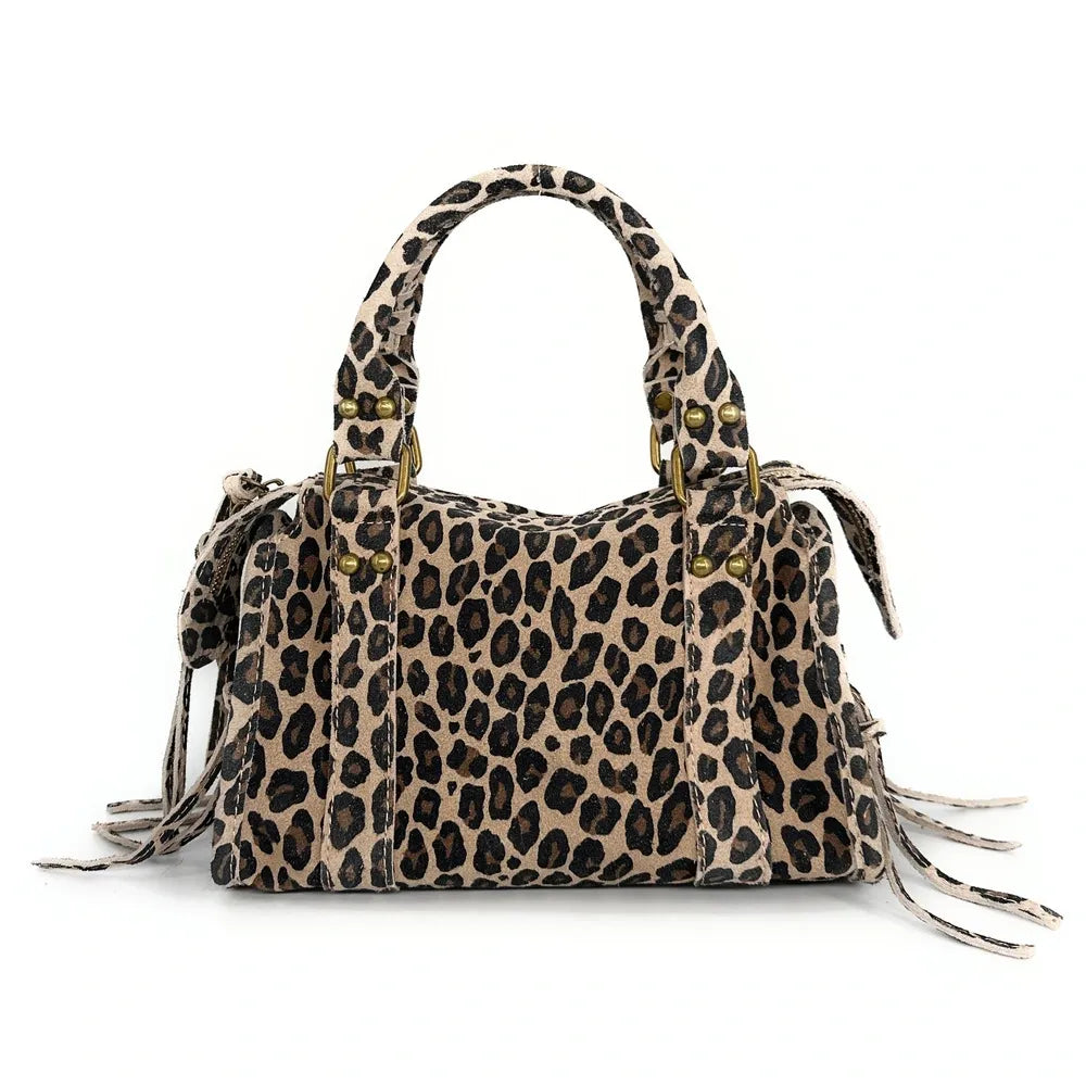 Mini-sac en croûte de cuir imprimé léopard SANDSTORM MINI LEO Ocelot