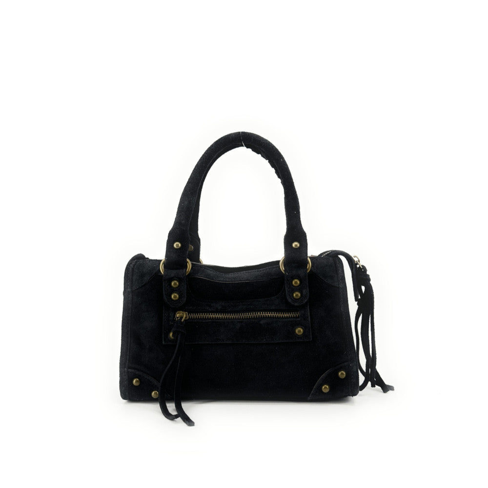 Mini-sac en croûte de cuir TAO Noir