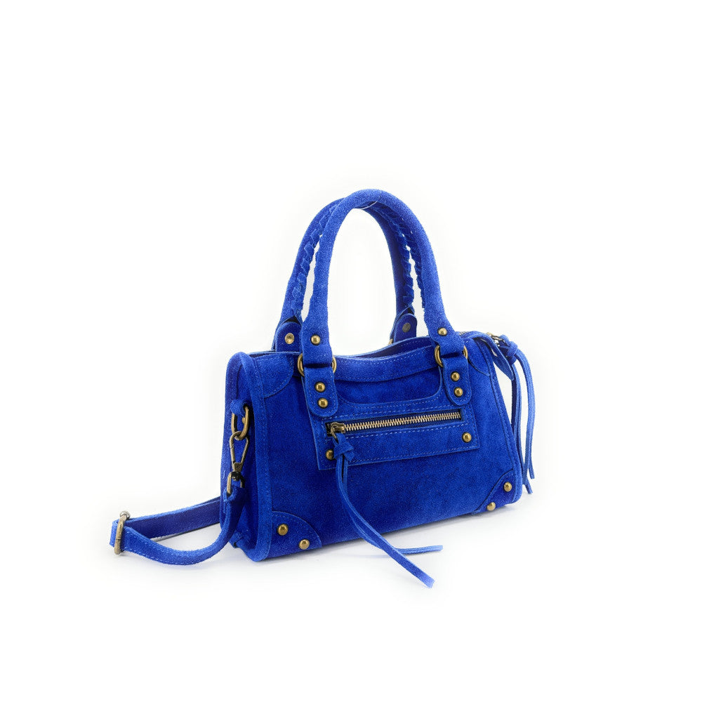 Mini-sac en croûte de cuir TAO Bleu roi