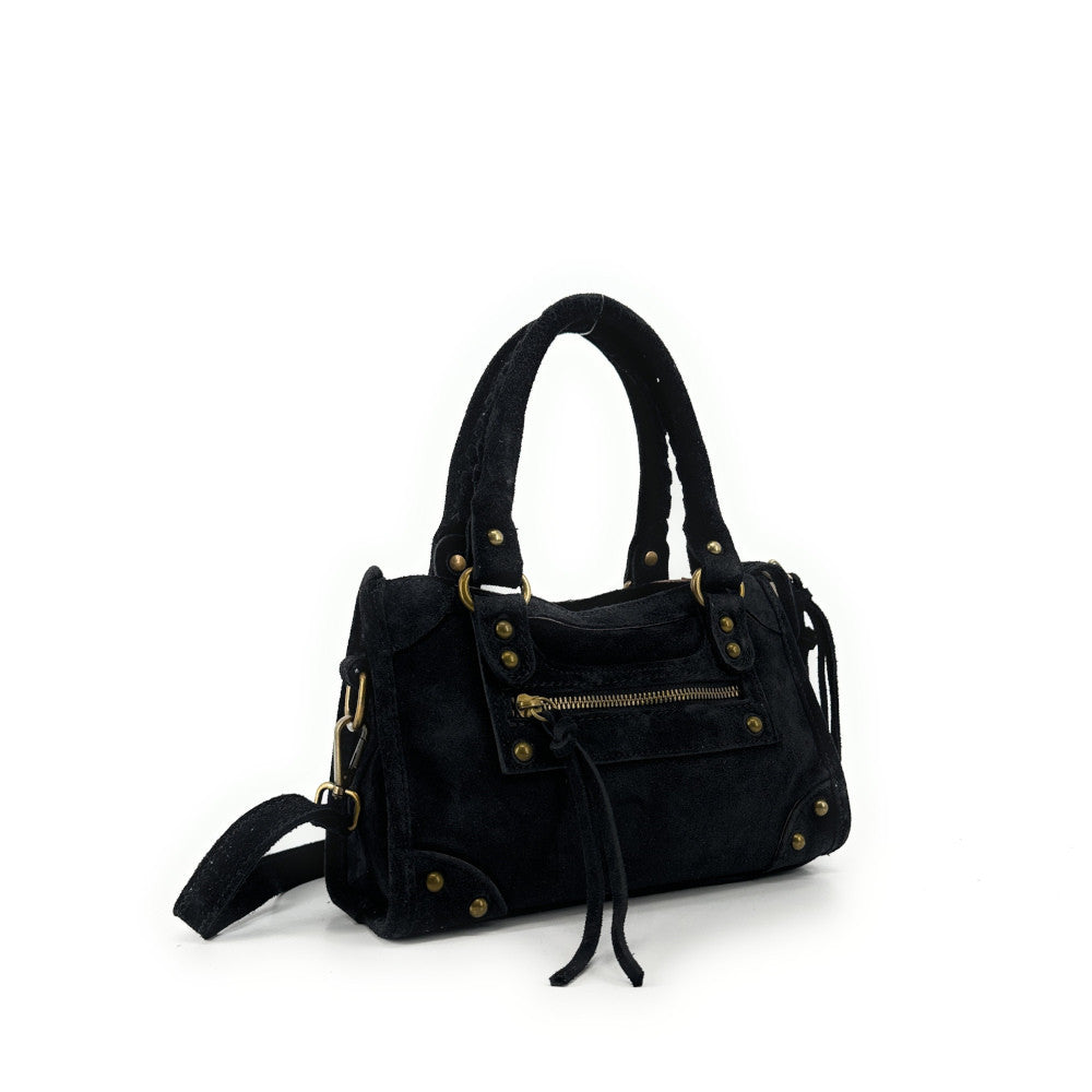 Mini-sac en croûte de cuir TAO Noir
