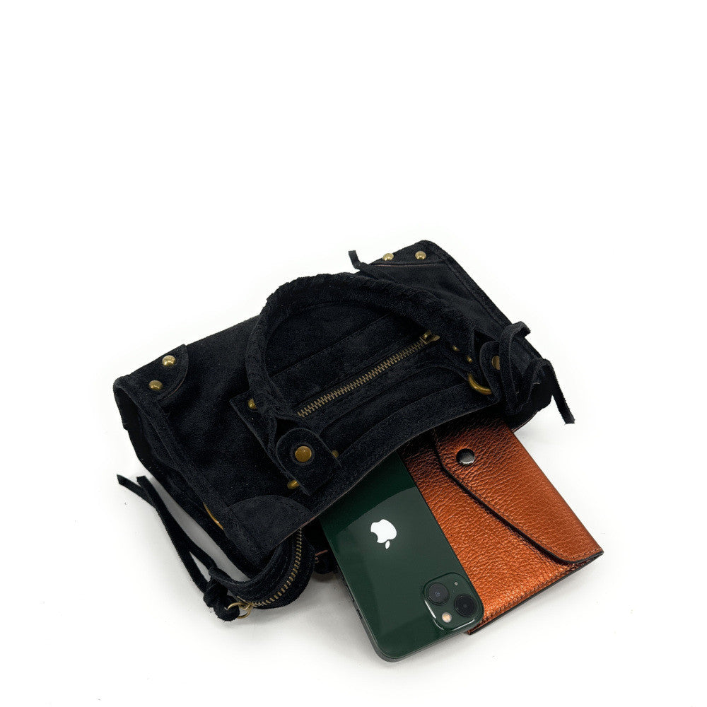 Mini-sac en croûte de cuir TAO Noir