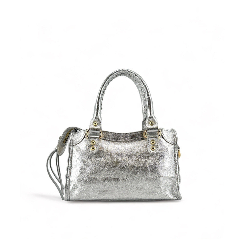 Mini-sac en cuir irisé TAO Argent clair