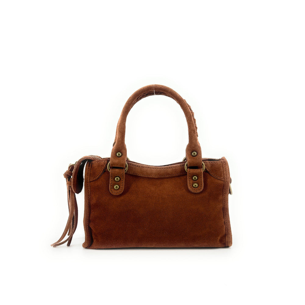 Mini-sac en croûte de cuir TAO Cannelle