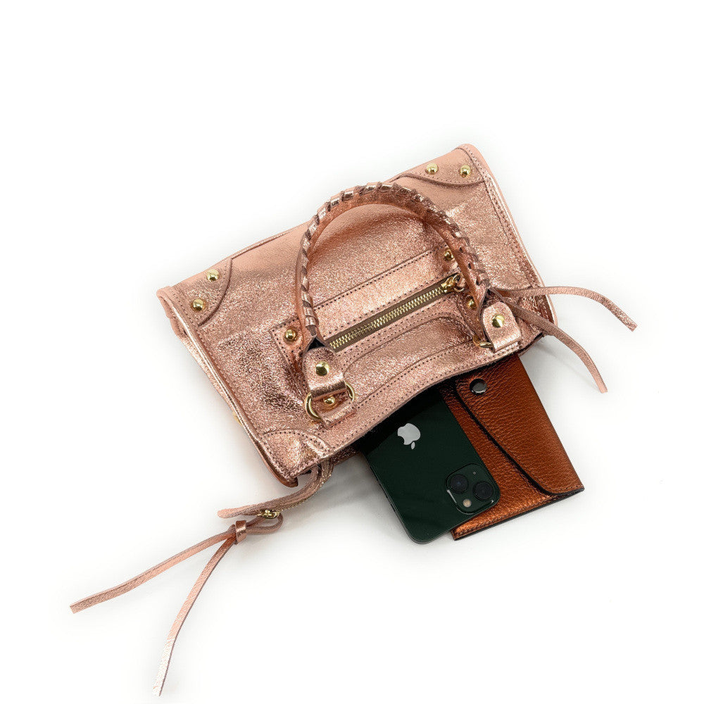 Mini-sac en cuir irisé TAO Rose gold