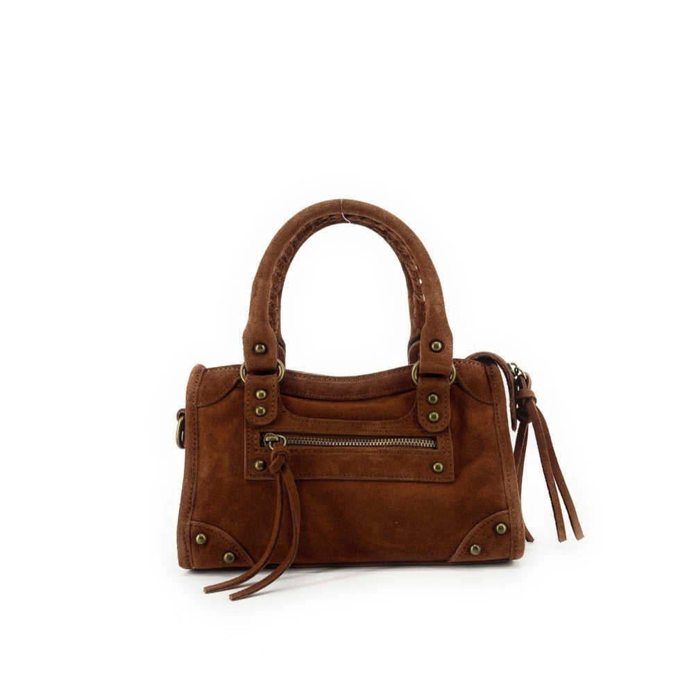 Mini-sac en croûte de cuir TAO Cannelle