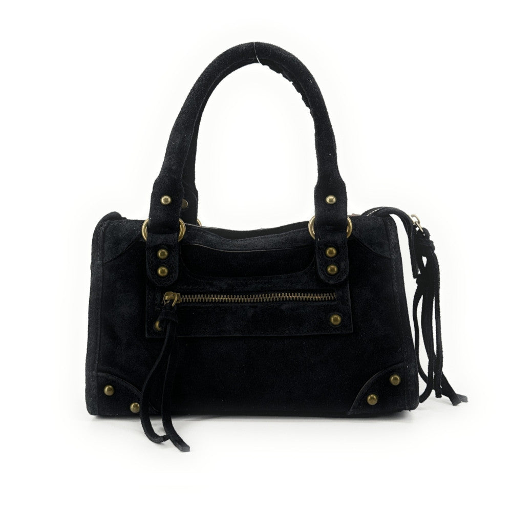 Mini-sac en croûte de cuir TAO Noir