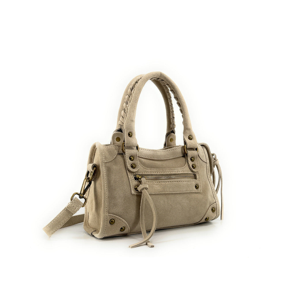 Mini-sac en croûte de cuir TAO Beige crème