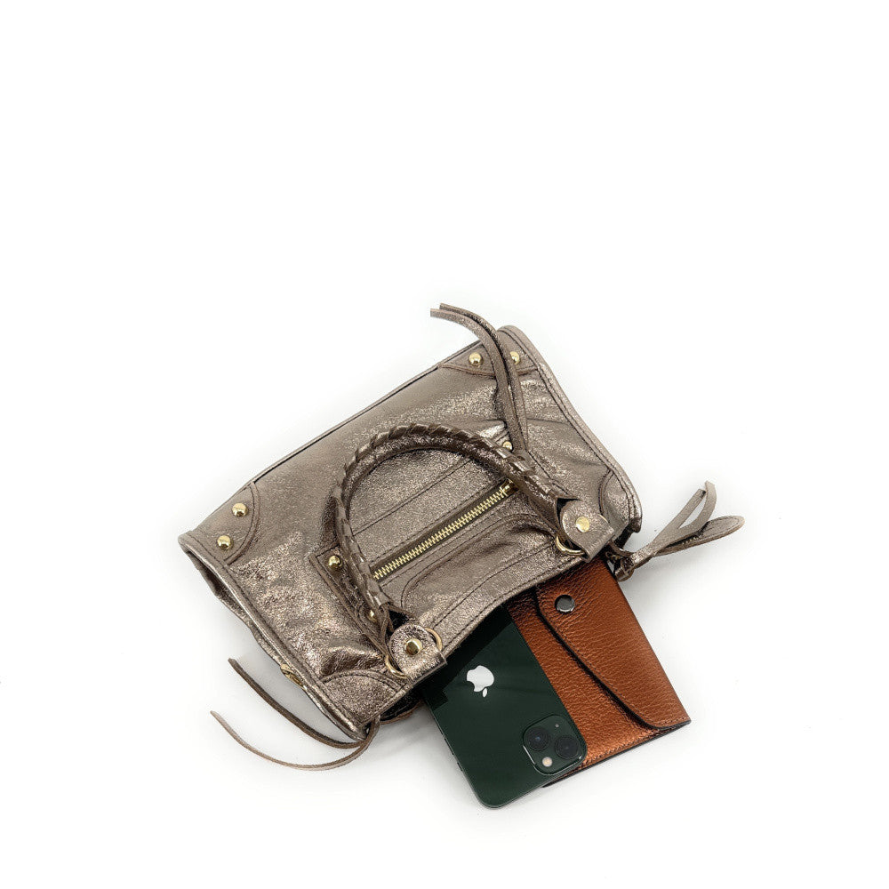 Mini-sac en cuir irisé TAO Champagne irisé