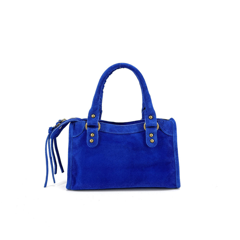 Mini-sac en croûte de cuir TAO Bleu roi
