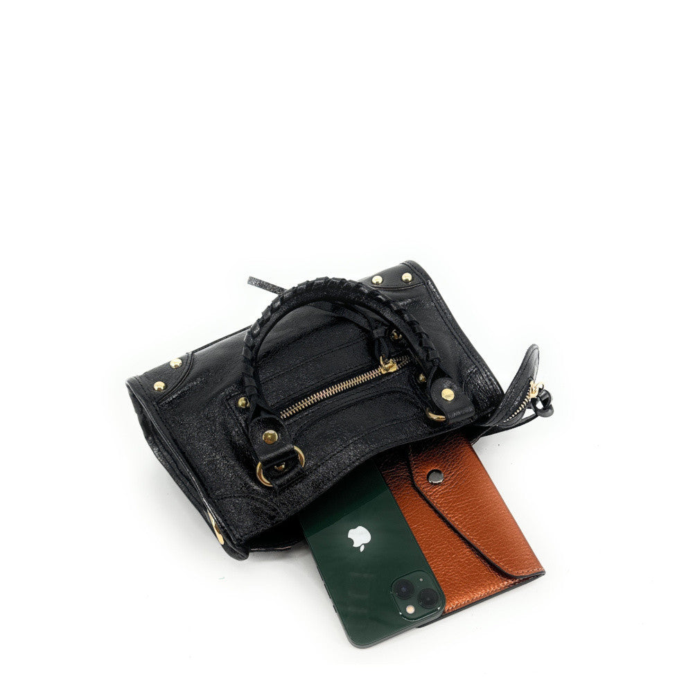Mini-sac en cuir irisé TAO Noir irisé