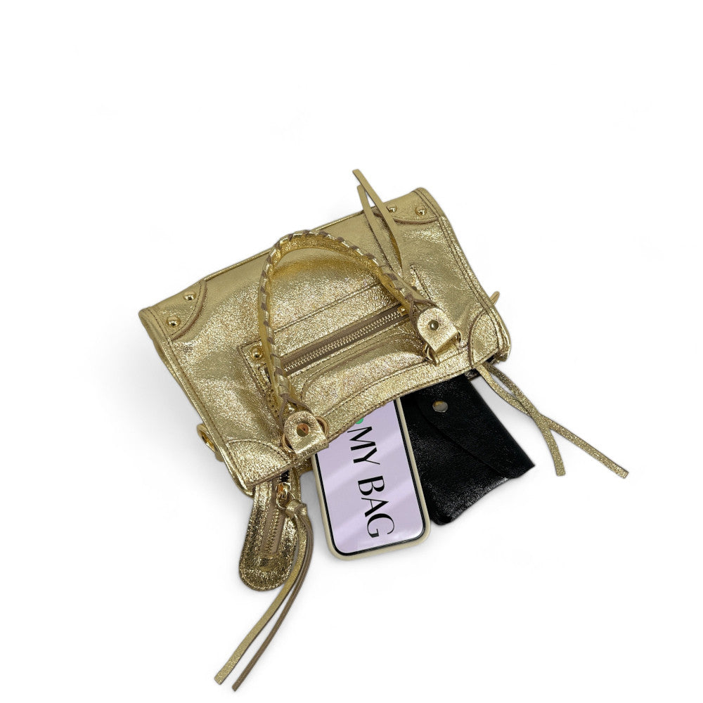 Mini-sac en cuir irisé TAO Or