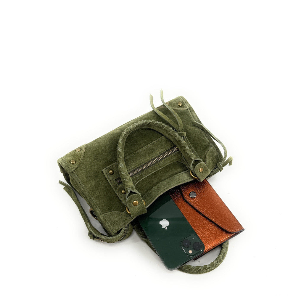 Mini-sac en croûte de cuir TAO Kaki