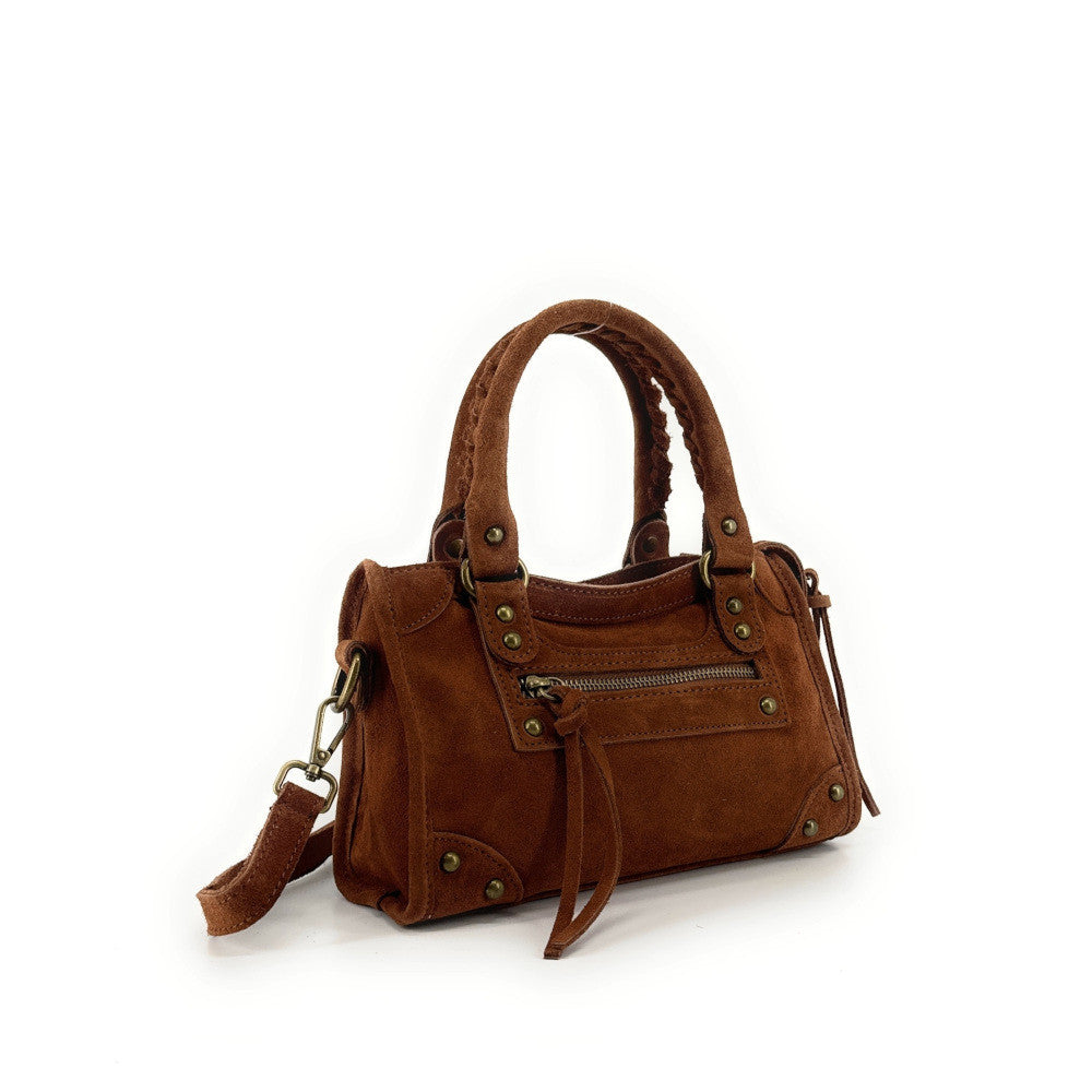 Mini-sac en croûte de cuir TAO Cannelle