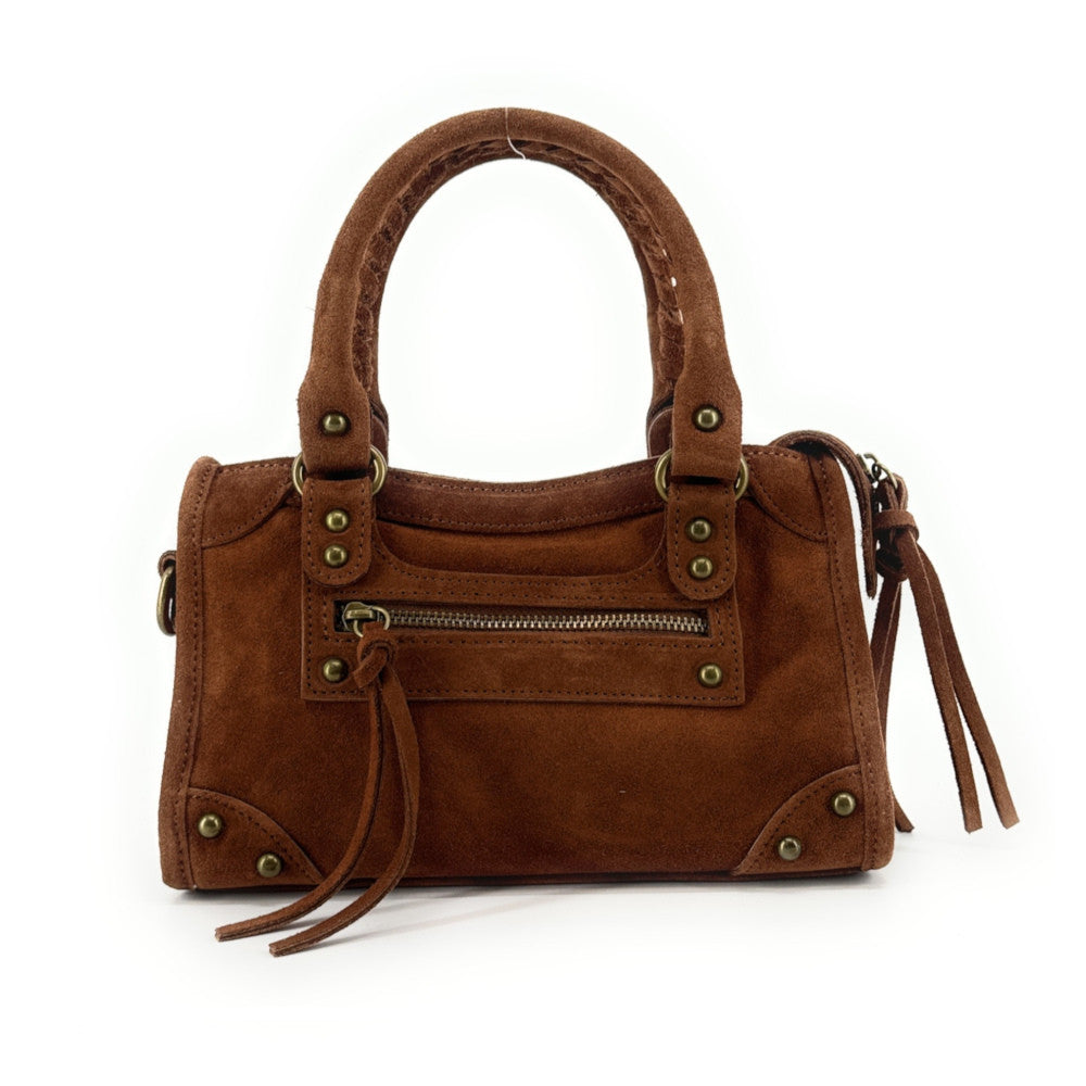 Mini-sac en croûte de cuir TAO Cannelle