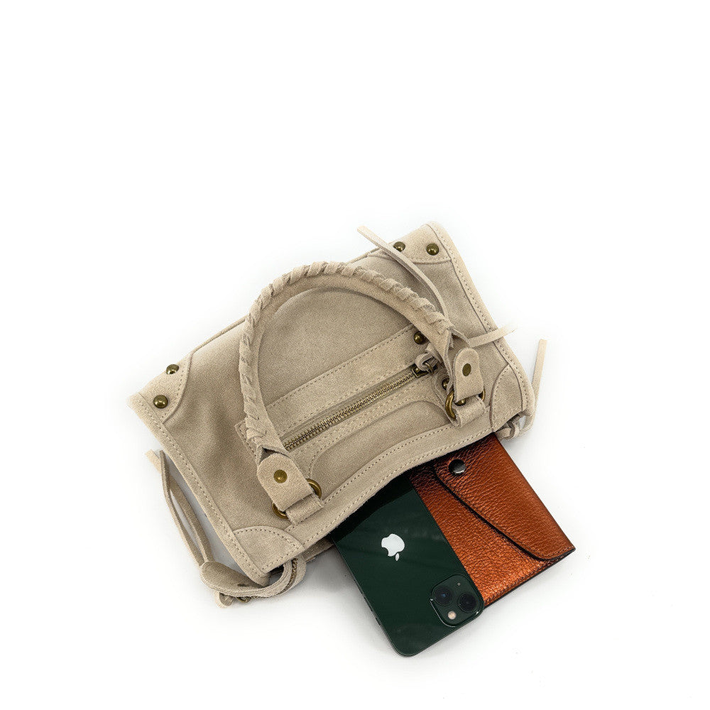 Mini-sac en croûte de cuir TAO Beige crème