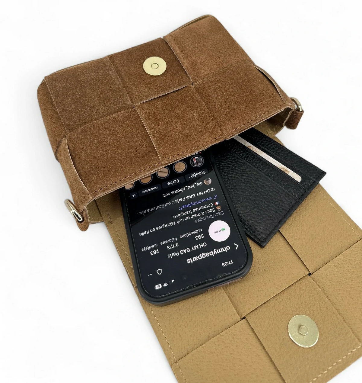 Mikro-Tasche aus Wildleder TWENTY TWO Dunkelcamel