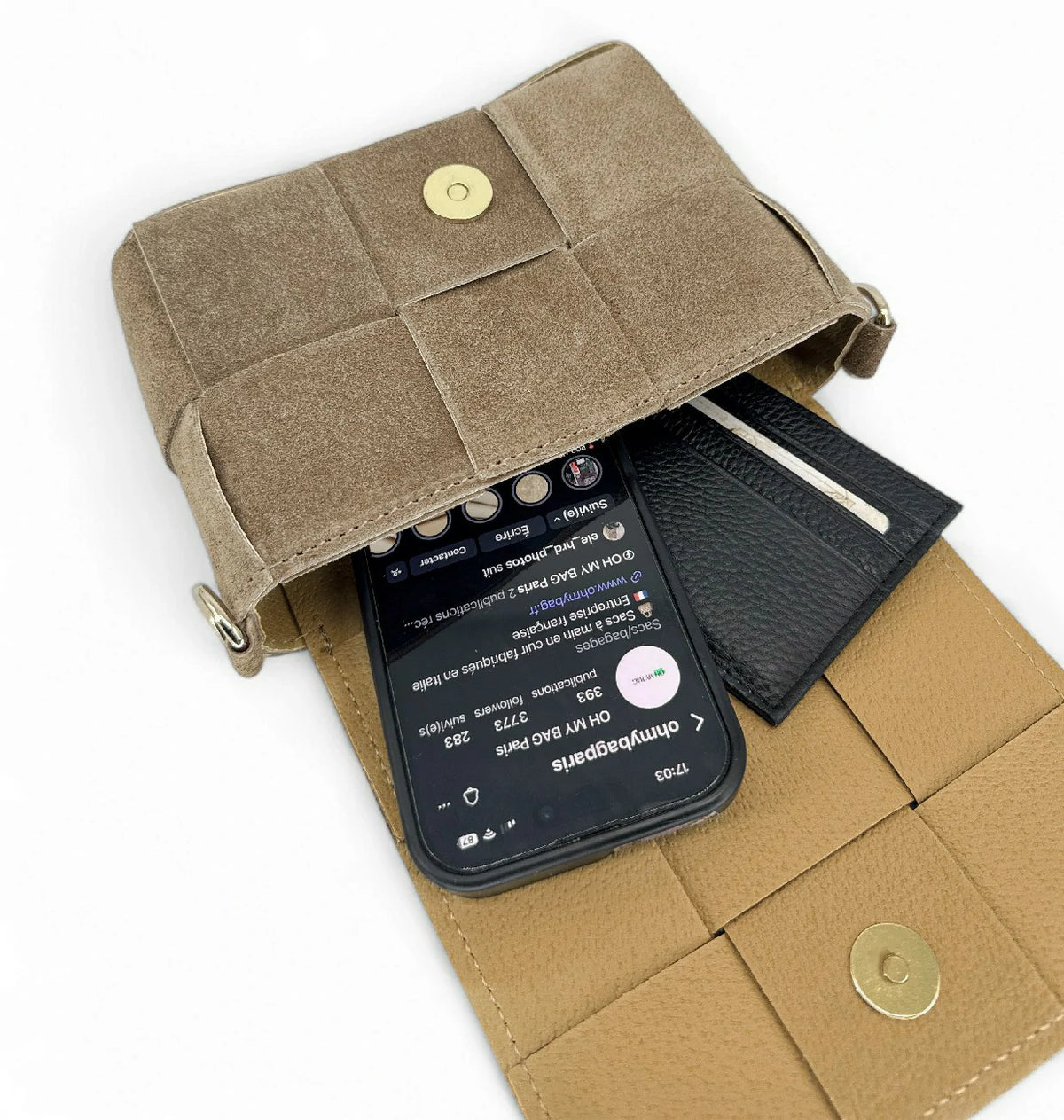 Micro borsa in pelle scamosciata TWENTY TWO Tortora chiaro
