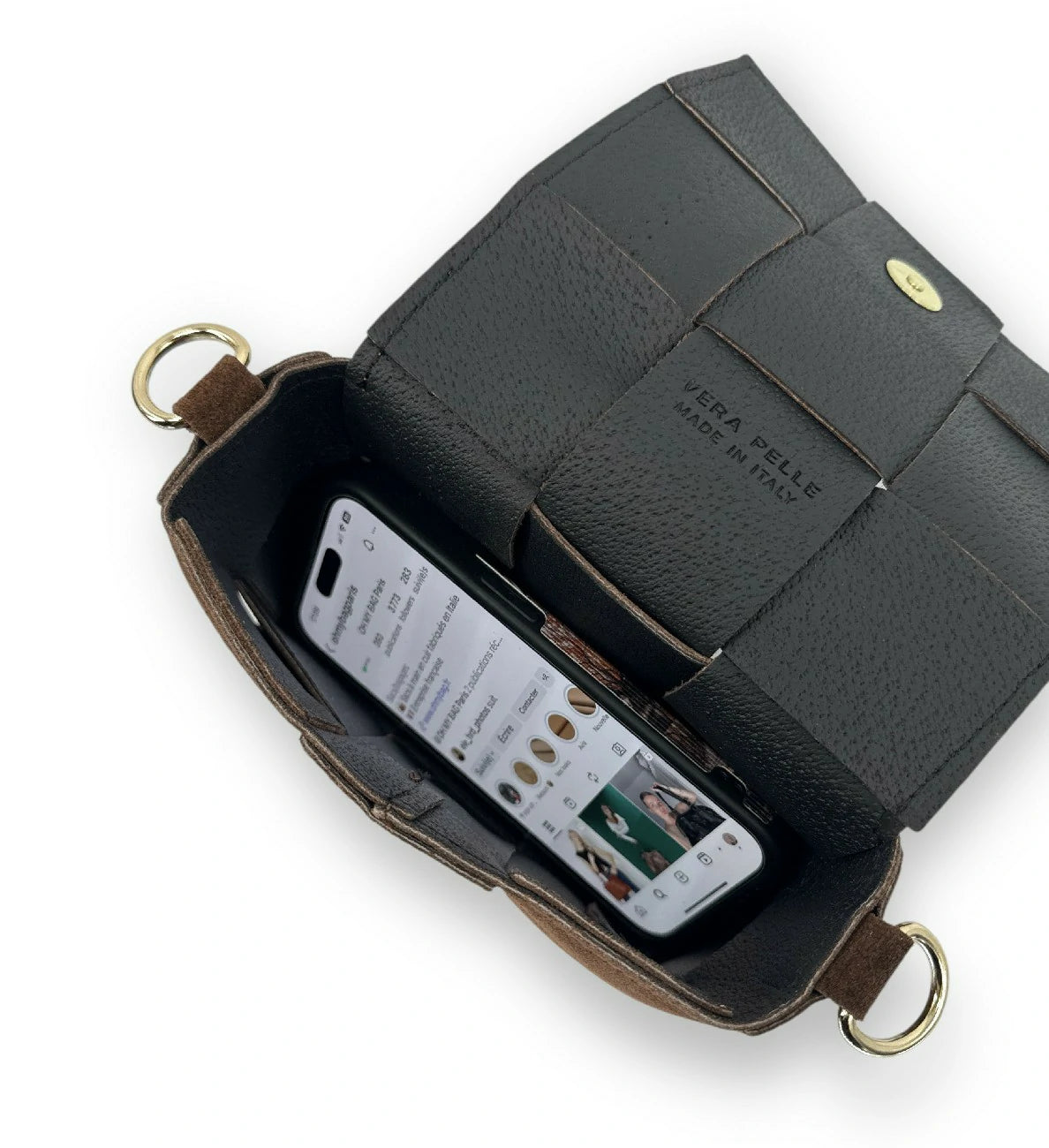 Micro borsa in pelle scamosciata TWENTY TWO Tortora chiaro