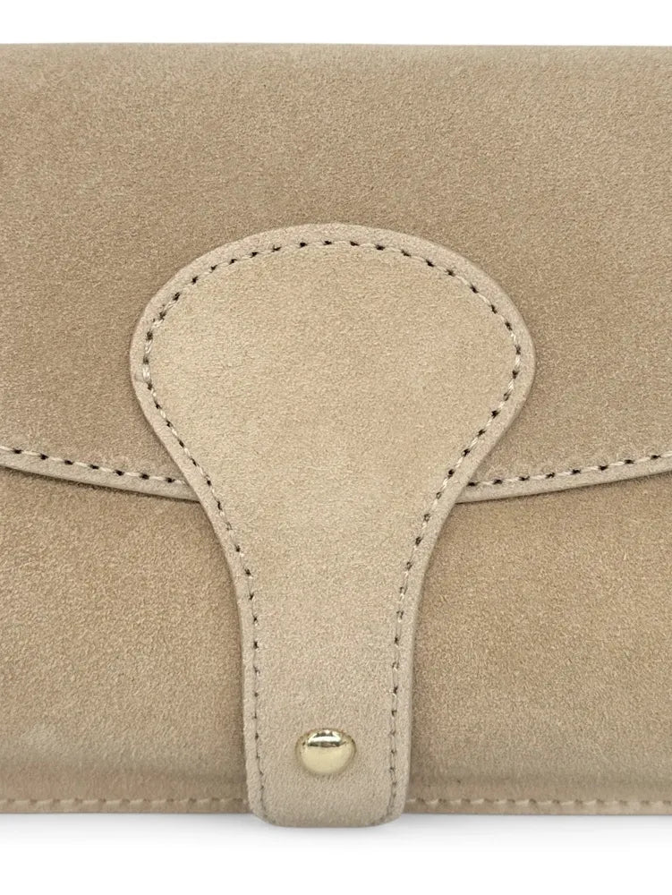 Mini-sac french stick en croûte de cuir TOSCA SUEDE Taupe clair